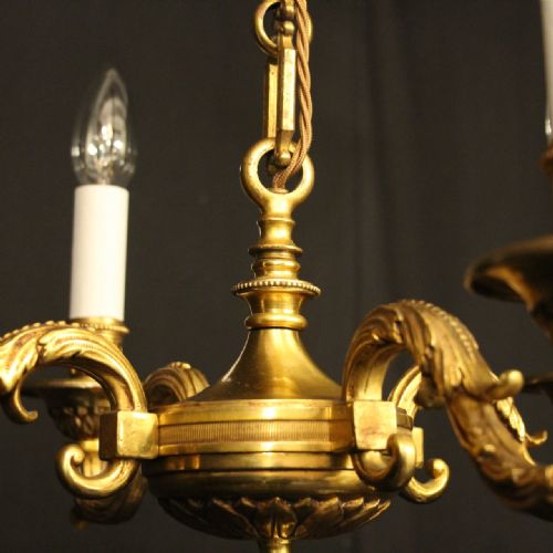 FRENCH GILDED BRONZE 4 LIGHT ANTIQUE CHANDELIER - ADDITIONAL PHOTO 3