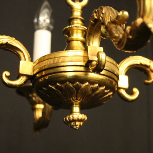 FRENCH GILDED BRONZE 4 LIGHT ANTIQUE CHANDELIER - ADDITIONAL PHOTO 6