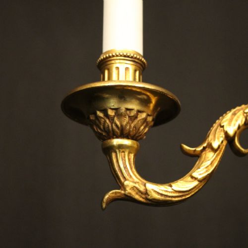 FRENCH GILDED BRONZE 4 LIGHT ANTIQUE CHANDELIER - ADDITIONAL PHOTO 7