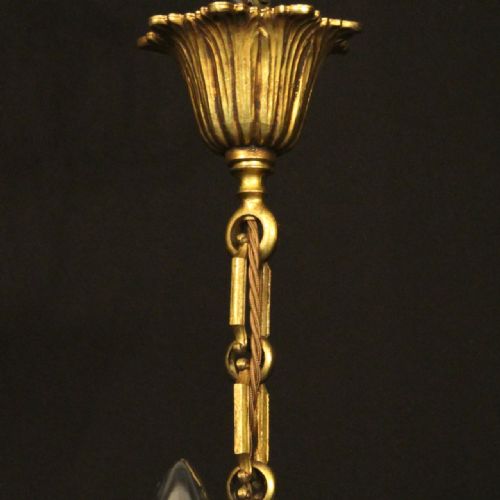 FRENCH GILDED BRONZE 4 LIGHT ANTIQUE CHANDELIER - ADDITIONAL PHOTO 9