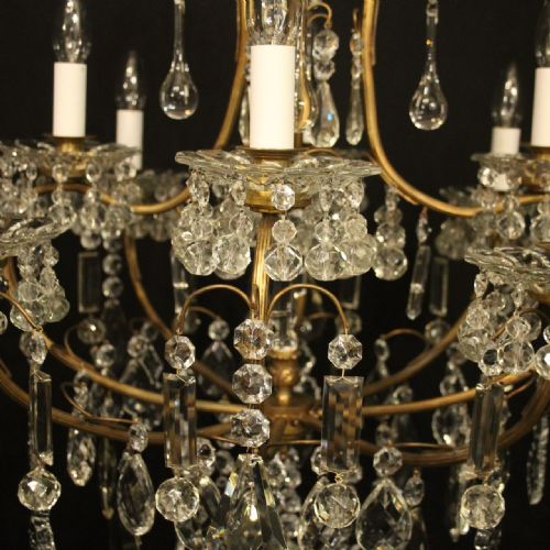 FRENCH GILDED 9 LIGHT ANTIQUE BIRDCAGE CRYSTAL CHANDELIER - ADDITIONAL PHOTO 3