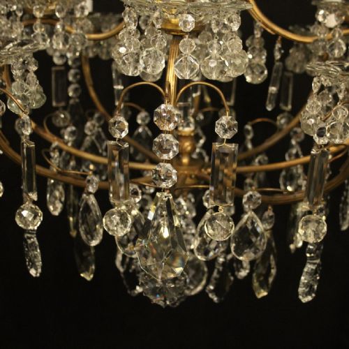 FRENCH GILDED 9 LIGHT ANTIQUE BIRDCAGE CRYSTAL CHANDELIER - ADDITIONAL PHOTO 5