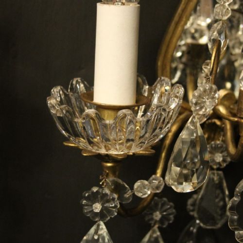 FRENCH PAIR OF GILDED CRYSTAL ANTIQUE GIRANDOLES - ADDITIONAL PHOTO 5