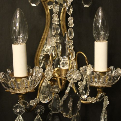 FRENCH PAIR OF GILDED CRYSTAL ANTIQUE GIRANDOLES - ADDITIONAL PHOTO 6