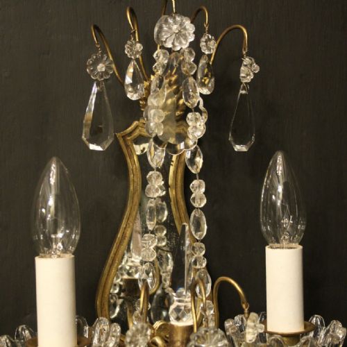 FRENCH PAIR OF GILDED CRYSTAL ANTIQUE GIRANDOLES - ADDITIONAL PHOTO 7