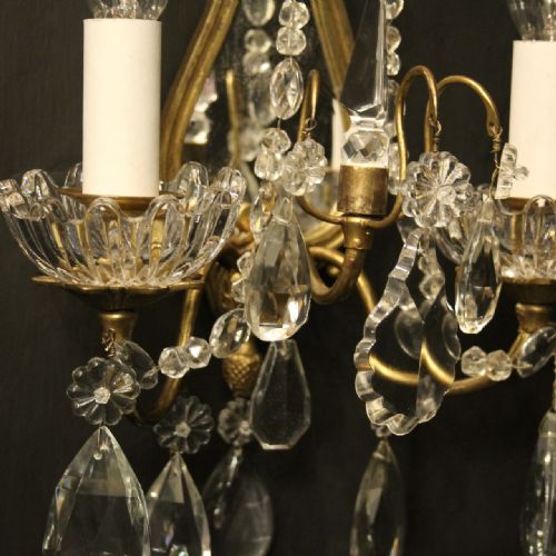 FRENCH PAIR OF GILDED CRYSTAL ANTIQUE GIRANDOLES - ADDITIONAL PHOTO 8