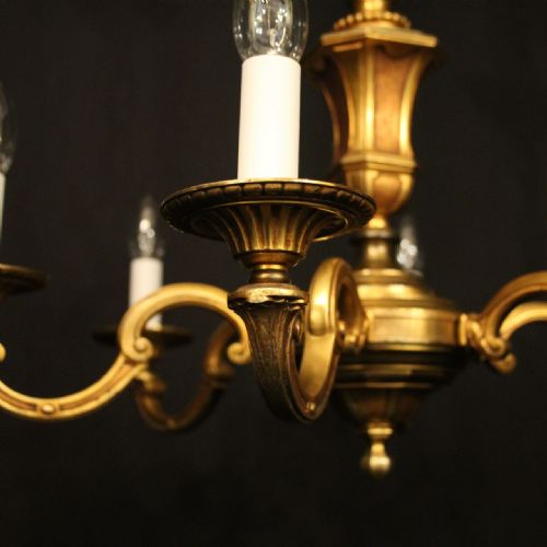 FRENCH GILDED BRONZE 6 LIGHT ANTIQUE CHANDELIER - ADDITIONAL PHOTO 1