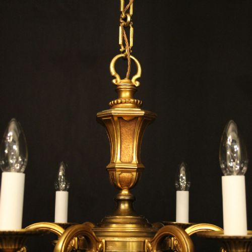 FRENCH GILDED BRONZE 6 LIGHT ANTIQUE CHANDELIER - ADDITIONAL PHOTO 3