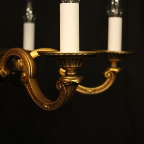 FRENCH GILDED BRONZE 6 LIGHT ANTIQUE CHANDELIER - ADDITIONAL PHOTO 5