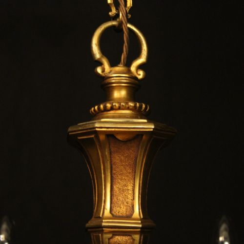 FRENCH GILDED BRONZE 6 LIGHT ANTIQUE CHANDELIER - ADDITIONAL PHOTO 6