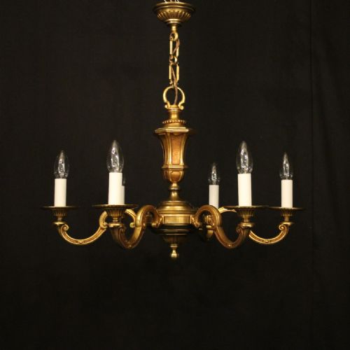 FRENCH GILDED BRONZE 6 LIGHT ANTIQUE CHANDELIER - ADDITIONAL PHOTO 8