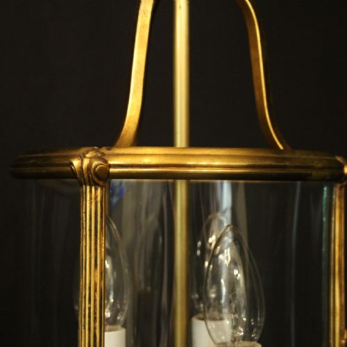 FRENCH GILDED TRIPLE LIGHT CONVEX ANTIQUE LANTERN - ADDITIONAL PHOTO 7