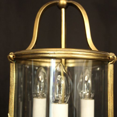 FRENCH PAIR OF GILDED BRONZE TRIPLE LIGHT ANTIQUE HALL LANTERNS - ADDITIONAL PHOTO 5