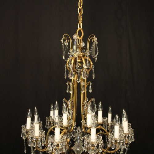 QUALITY FRENCH 18 LIGHT GILDED BRONZE CRYSTAL ANTIQUE CHANDELIER - ADDITIONAL PHOTO 3