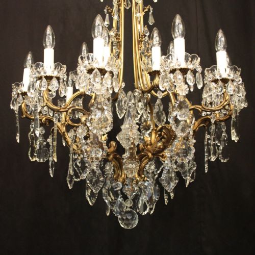 QUALITY FRENCH 18 LIGHT GILDED BRONZE CRYSTAL ANTIQUE CHANDELIER - ADDITIONAL PHOTO 5