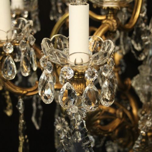 QUALITY FRENCH 18 LIGHT GILDED BRONZE CRYSTAL ANTIQUE CHANDELIER - ADDITIONAL PHOTO 7