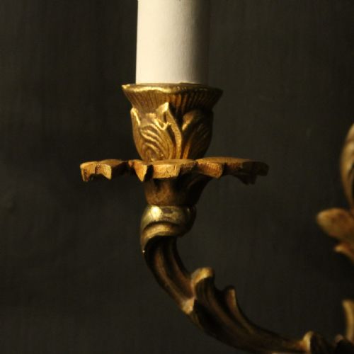 FRENCH PAIR OF GILDED BRASS ANTIQUE WALL LIGHTS - ADDITIONAL PHOTO 6