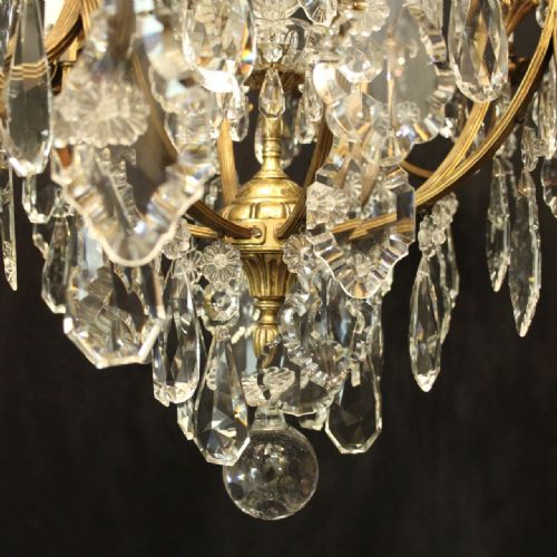 FRENCH GILDED BRONZE CRYSTAL 13 LIGHT BIRDCAGE ANTIQUE CHANDELIER - ADDITIONAL PHOTO 7