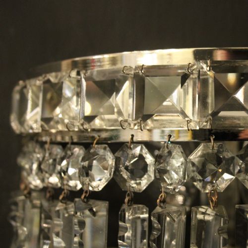 FRENCH PAIR OF HALF ALBERT CRYSTAL ANTIQUE WALL LIGHTS - ADDITIONAL PHOTO 7