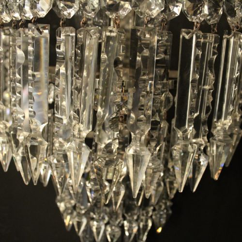 FRENCH PAIR OF HALF ALBERT CRYSTAL ANTIQUE WALL LIGHTS - ADDITIONAL PHOTO 8