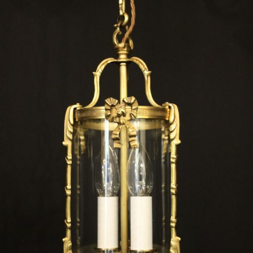 FRENCH GILDED BRASS TWIN LIGHT HALL LANTERN - ADDITIONAL PHOTO 1