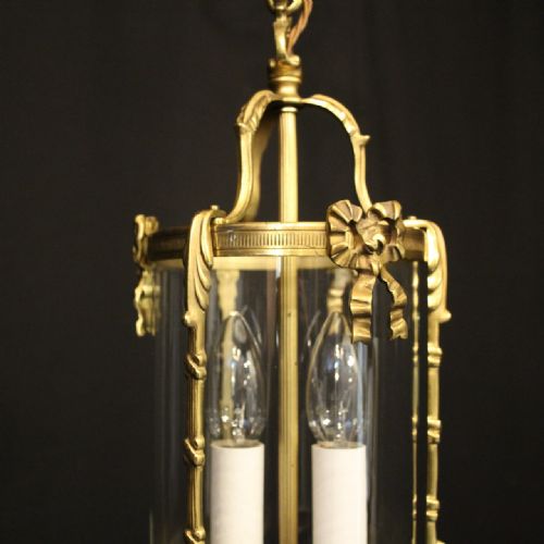 FRENCH GILDED BRASS TWIN LIGHT HALL LANTERN - ADDITIONAL PHOTO 2