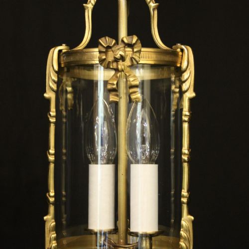 FRENCH GILDED BRASS TWIN LIGHT HALL LANTERN - ADDITIONAL PHOTO 3