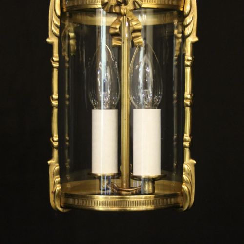 FRENCH GILDED BRASS TWIN LIGHT HALL LANTERN - ADDITIONAL PHOTO 7