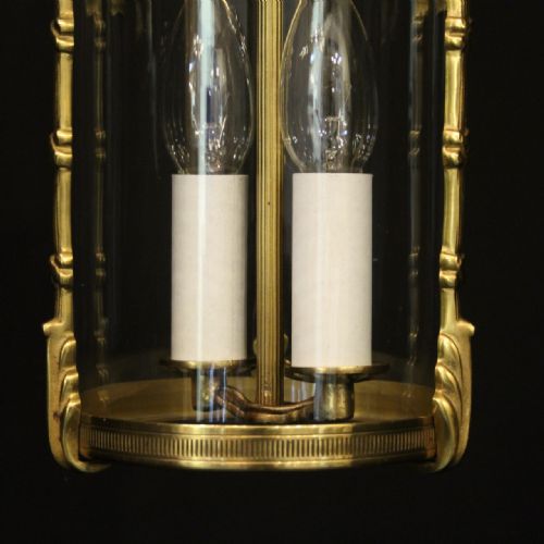 FRENCH GILDED BRASS TWIN LIGHT HALL LANTERN - ADDITIONAL PHOTO 8