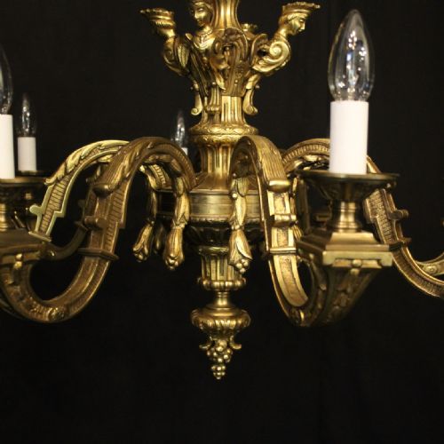FRENCH GILDED BRONZE 8 LIGHT ANTIQUE CHANDELIER - ADDITIONAL PHOTO 5
