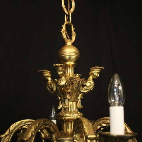 FRENCH GILDED BRONZE 8 LIGHT ANTIQUE CHANDELIER - ADDITIONAL PHOTO 6