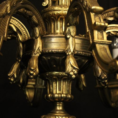 FRENCH GILDED BRONZE 8 LIGHT ANTIQUE CHANDELIER - ADDITIONAL PHOTO 8