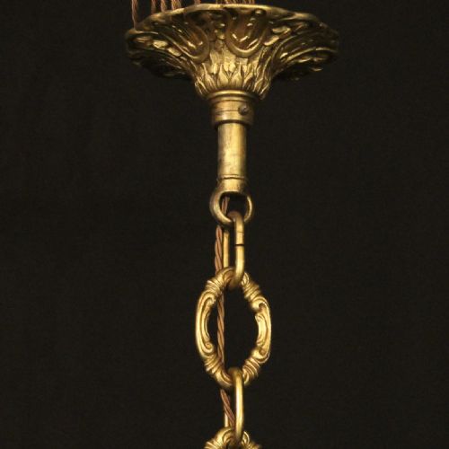 FRENCH GILDED BRONZE 8 LIGHT ANTIQUE CHANDELIER - ADDITIONAL PHOTO 9