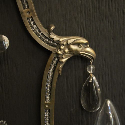 FRENCH SET OF 4 SILVER GILDED BRONZE CRYSTAL ANTIQUE WALL LIGHTS - ADDITIONAL PHOTO 11