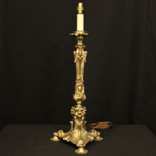 french gilded bronze single antique table lamp - CATEGORY: ANTIQUE LIGHTING - DATED 19TH CENTURY