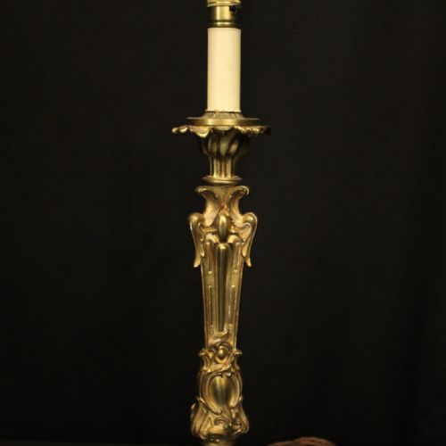 FRENCH GILDED BRONZE SINGLE ANTIQUE TABLE LAMP - ADDITIONAL PHOTO 1