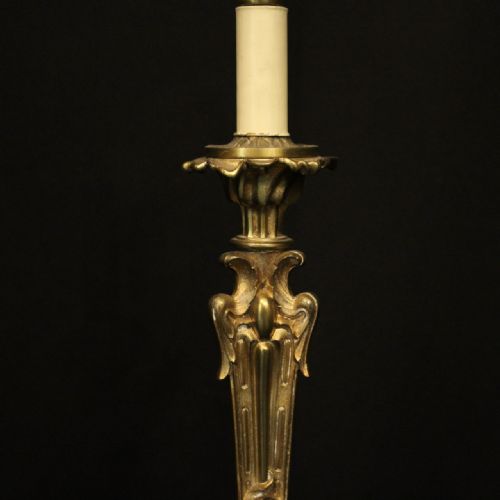 FRENCH GILDED BRONZE SINGLE ANTIQUE TABLE LAMP - ADDITIONAL PHOTO 2