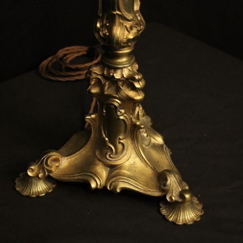 FRENCH GILDED BRONZE SINGLE ANTIQUE TABLE LAMP - ADDITIONAL PHOTO 3