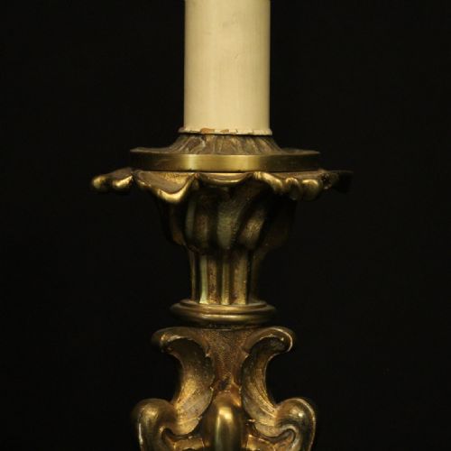 FRENCH GILDED BRONZE SINGLE ANTIQUE TABLE LAMP - ADDITIONAL PHOTO 5