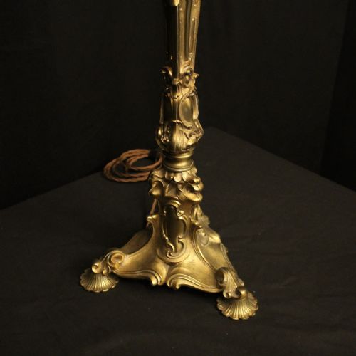 FRENCH GILDED BRONZE SINGLE ANTIQUE TABLE LAMP - ADDITIONAL PHOTO 6