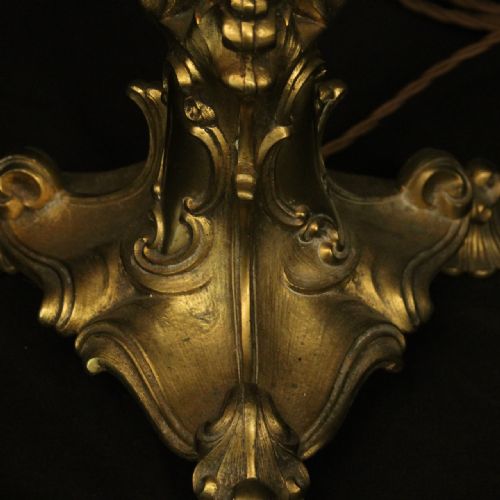 FRENCH GILDED BRONZE SINGLE ANTIQUE TABLE LAMP - ADDITIONAL PHOTO 7