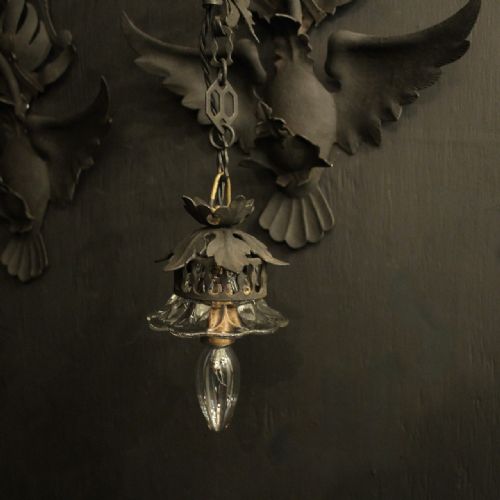FLORENTINE SINGLE ARM WROUGHT IRON ANTIQUE WALL LIGHTS - ADDITIONAL PHOTO 2