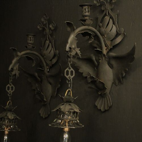 FLORENTINE SINGLE ARM WROUGHT IRON ANTIQUE WALL LIGHTS - ADDITIONAL PHOTO 8