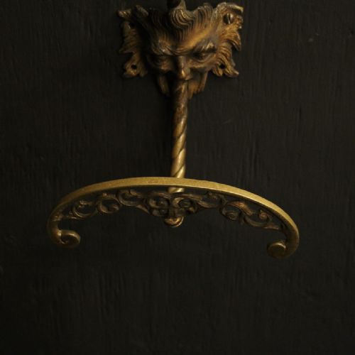 FRENCH 19TH CENTURY GILDED BRONZE MASK ANTIQUE COAT HOOKS - ADDITIONAL PHOTO 2