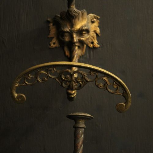 FRENCH 19TH CENTURY GILDED BRONZE MASK ANTIQUE COAT HOOKS - ADDITIONAL PHOTO 4