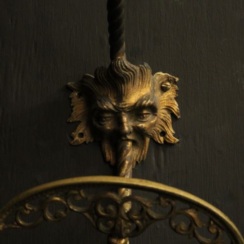 FRENCH 19TH CENTURY GILDED BRONZE MASK ANTIQUE COAT HOOKS - ADDITIONAL PHOTO 5