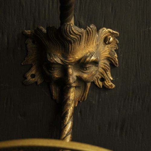 FRENCH 19TH CENTURY GILDED BRONZE MASK ANTIQUE COAT HOOKS - ADDITIONAL PHOTO 7