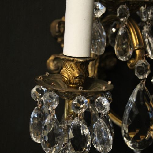 FRENCH PAIR OF BRONZE TRIPLE ARM ANTIQUE WALL LIGHTS - ADDITIONAL PHOTO 5