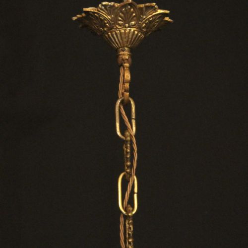 ITALIAN 12 LIGHT GILDED BRASS CUT GLASS ANTIQUE CHANDELIER - ADDITIONAL PHOTO 9