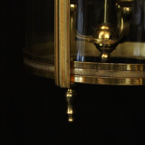 FRENCH GILDED BRONZE TRIPLE LIGHT ANTIQUE CONVEX HALL LANTERN - ADDITIONAL PHOTO 7